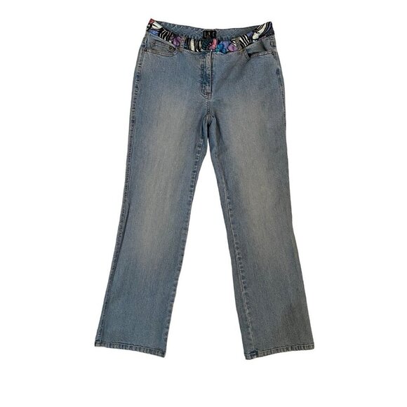 Vintage INC International Concepts‎ Womens Jeans w/ Vibrant Floral Waistband Y2K - Picture 1 of 5